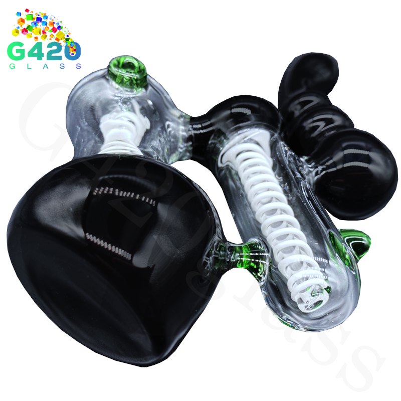 SP029 Double Downstem 7 Inches Bubbler | Heavy Duty - Black&Clear