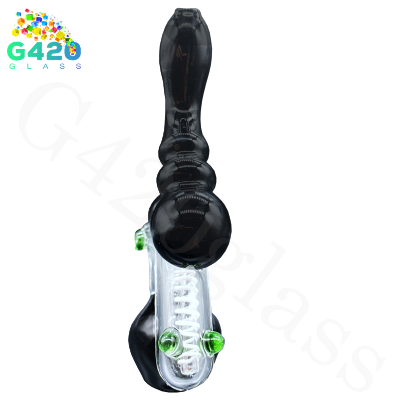 SP029 Double Downstem 7 Inches Bubbler | Heavy Duty - Black&Clear