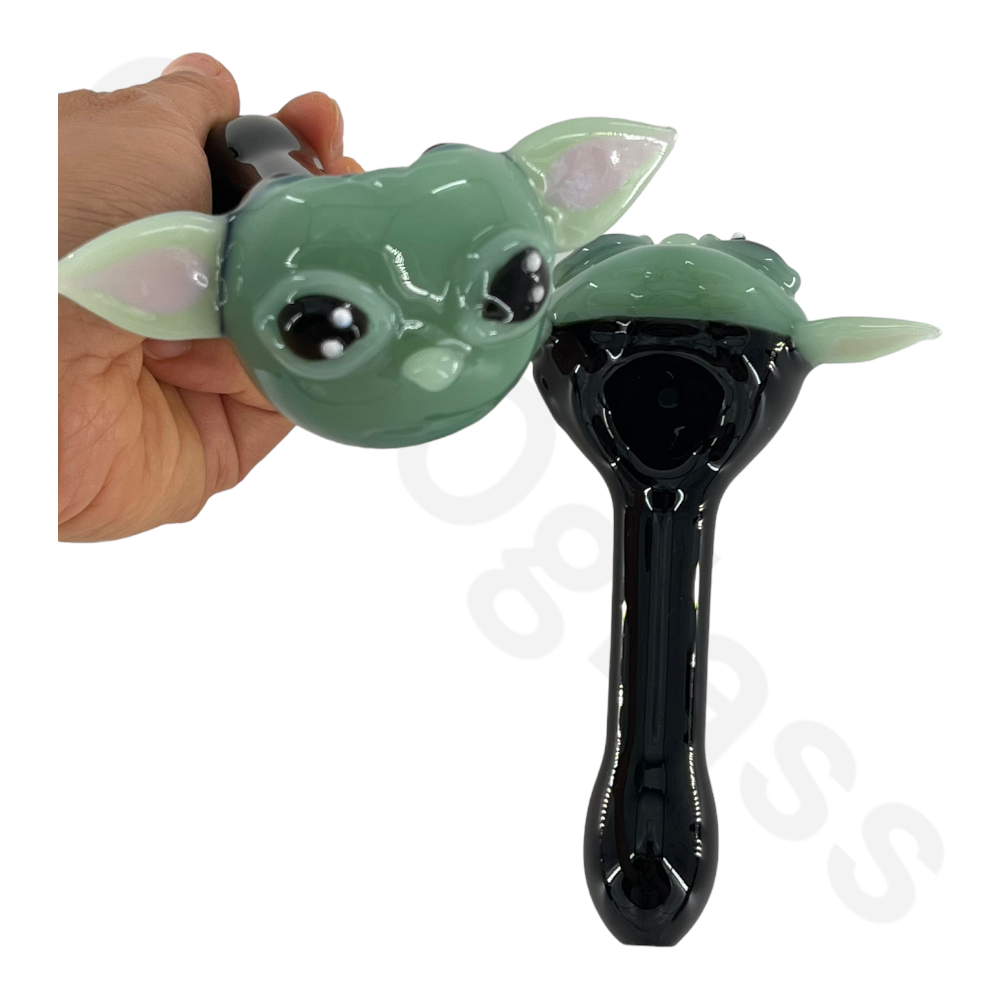 J08 5 Inch Heavy Duty Yoda Glass Hand Pipes | Spoon Pipe