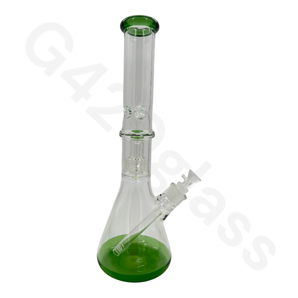 S14 16 Inch Beaker Base Ice Bong Heavy Duty W/ Lattice Showerhead