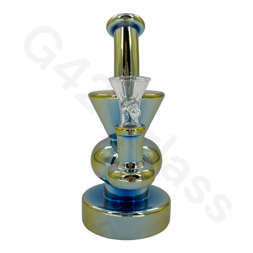 S49 6 Inch Electroplate Recycler Oil Rig Ice Bong | Water Pipe