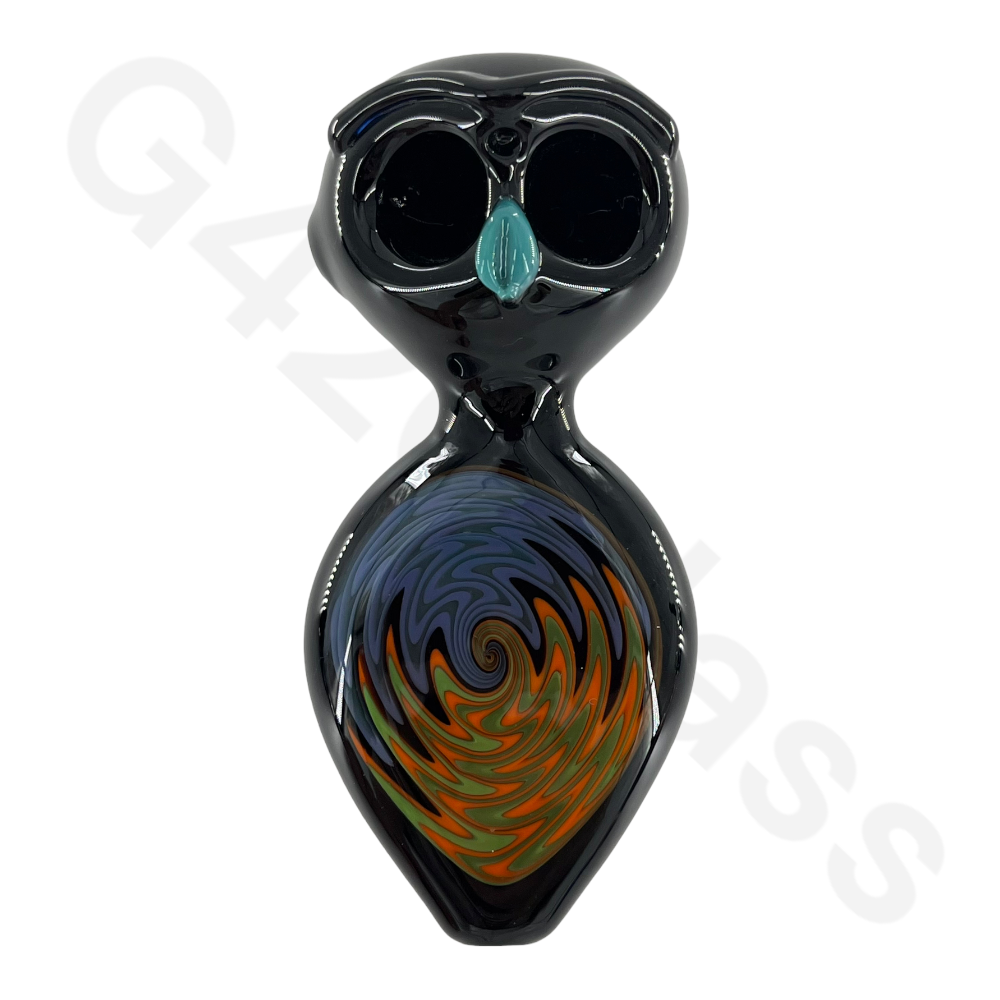 SP053 4 Inch Unique Owl Style Head Hand Pipe | Double Air Hole Smoking Spoon Pipe