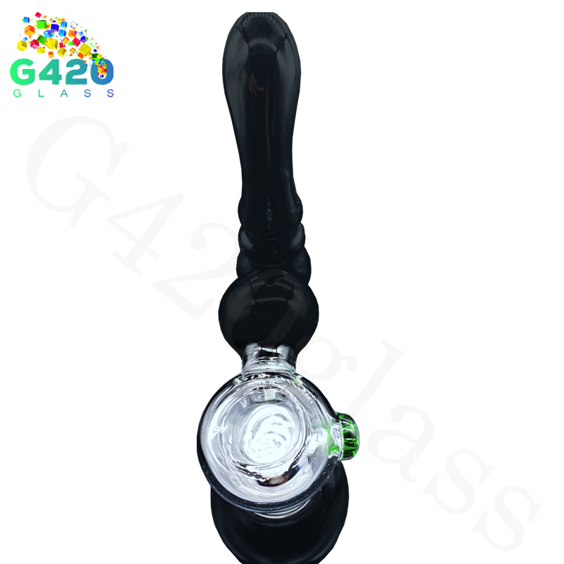 SP029 Double Downstem 7 Inches Bubbler | Heavy Duty - Black&Clear