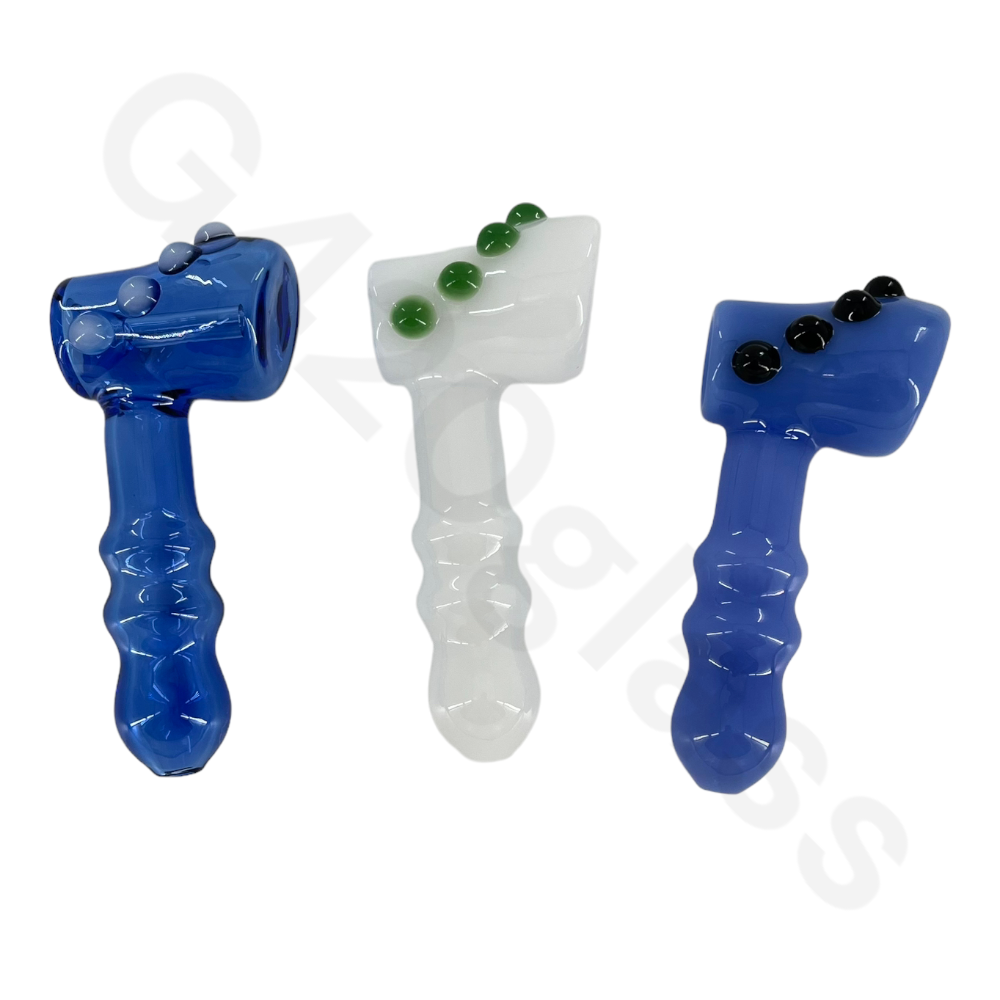SP087 5 Inch Heavy Duty Hammer Hand Pipes with Colorful Beads | Spoon Pipe