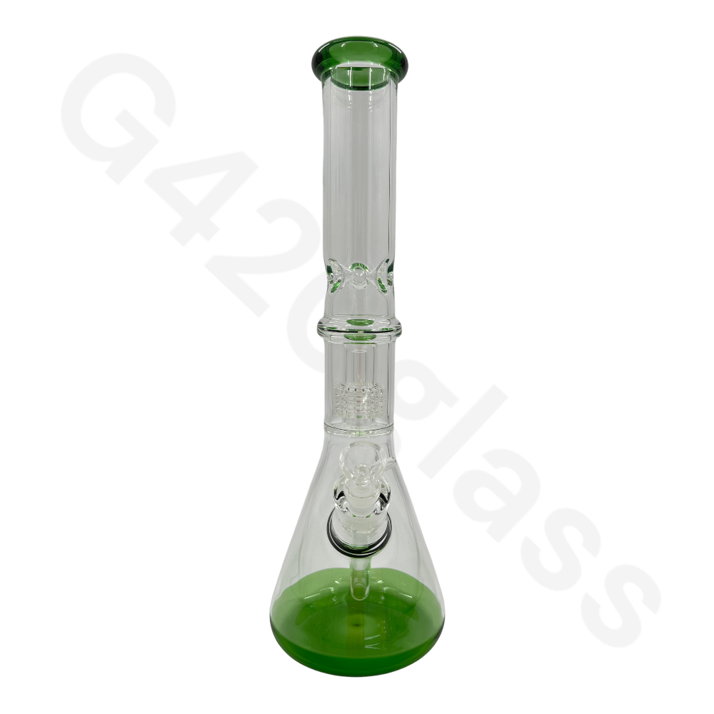 S14 16 Inch Beaker Base Ice Bong Heavy Duty W/ Lattice Showerhead