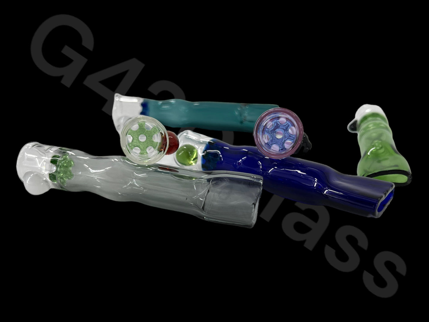 Black smoking glass chillum pipe