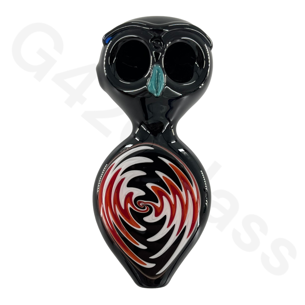 SP053 4 Inch Unique Owl Style Head Hand Pipe | Double Air Hole Smoking Spoon Pipe
