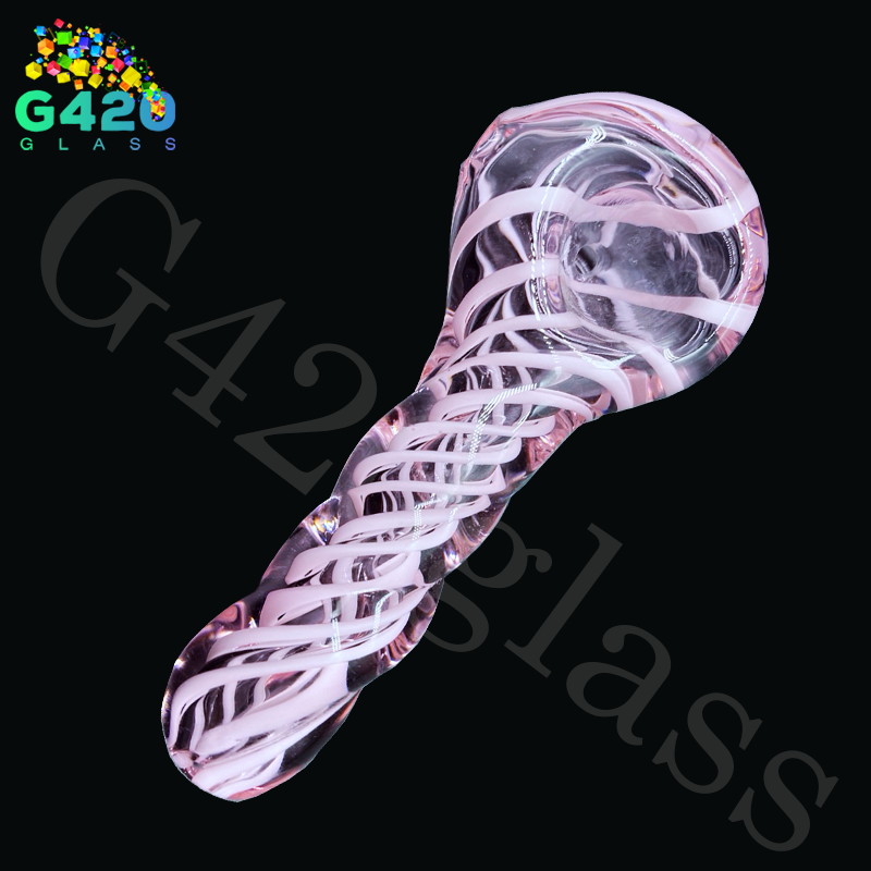 SP034 4 Inch Hand Pipes | Pink Twist Style Glass Smoking Pipes