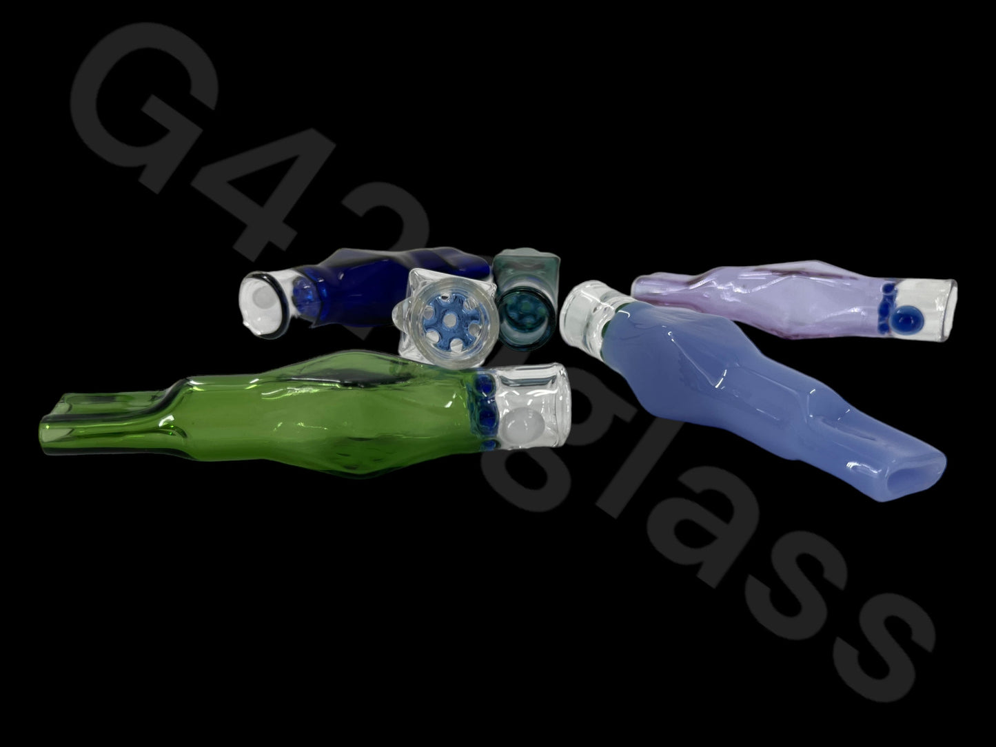 CH5-1 Flat Mouth Chillum Built-in Colorful Honeycomb Screen Glass Chillum Pipe One Hit Glass Rectangle shape