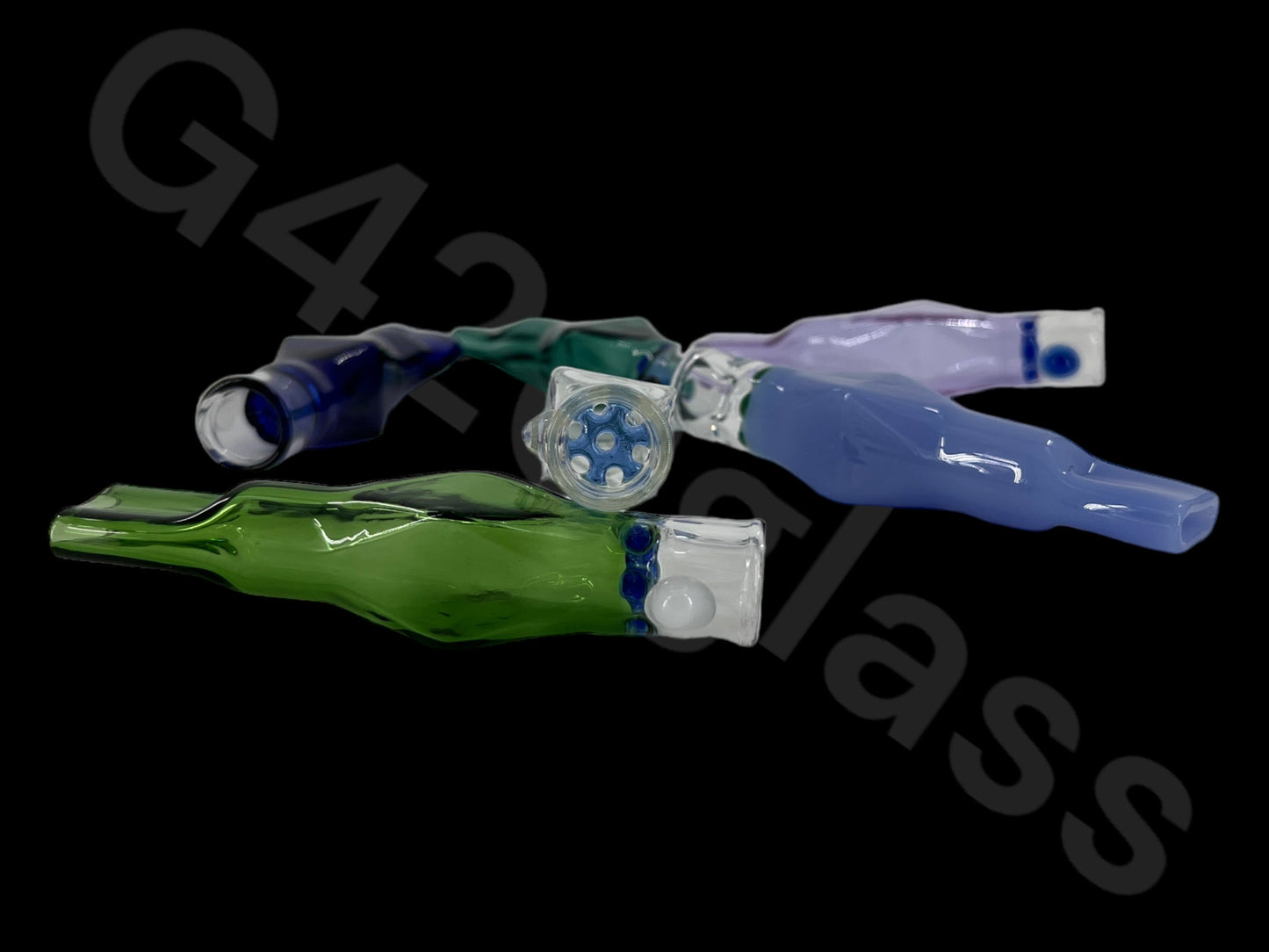 CH5-1 Flat Mouth Chillum Built-in Colorful Honeycomb Screen Glass Chillum Pipe One Hit Glass Rectangle shape