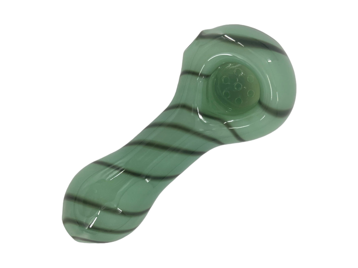 SP094 4 1/4 Inch Solid Pipe 7 Holes with Colorful Twisted Line Style Hand Pipe with Built-in Honeycomb Screen | Head Spoon Pipe