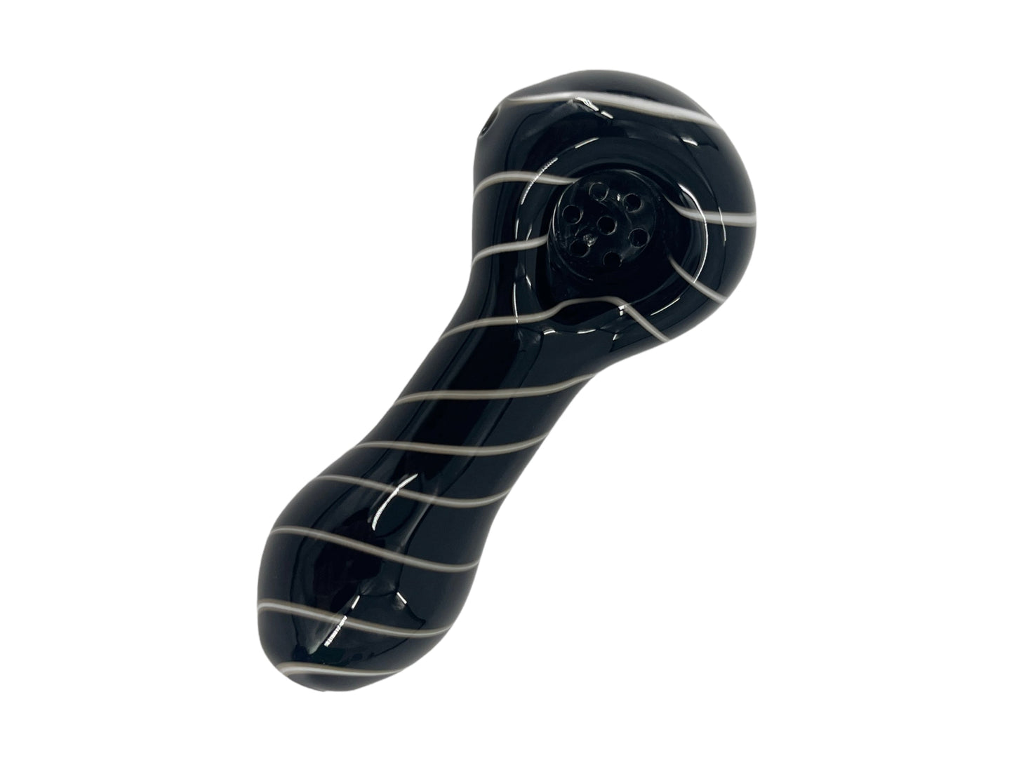 SP094 4 1/4 Inch Solid Pipe 7 Holes with Colorful Twisted Line Style Hand Pipe with Built-in Honeycomb Screen | Head Spoon Pipe