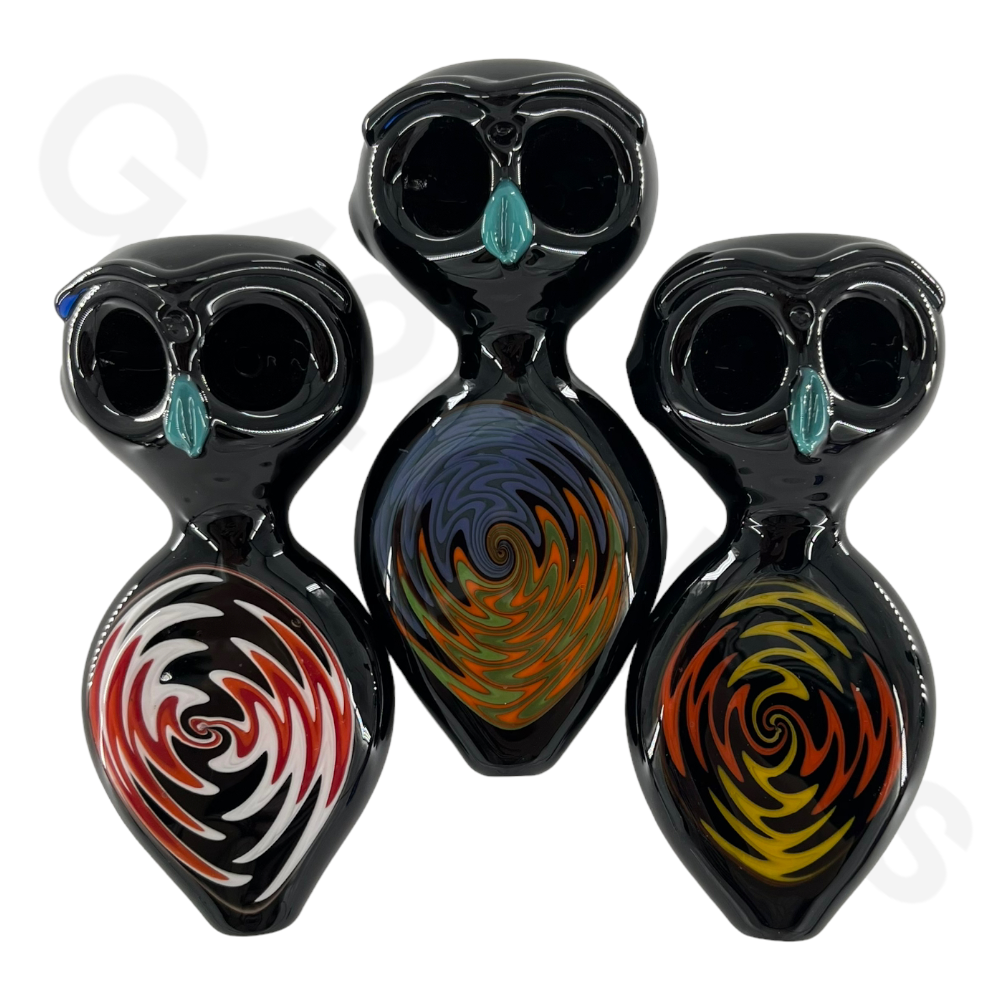SP053 4 Inch Unique Owl Style Head Hand Pipe | Double Air Hole Smoking Spoon Pipe