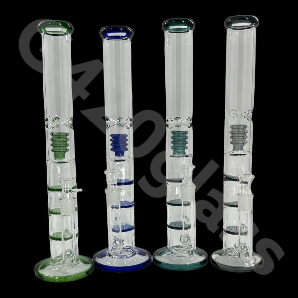 S38 18 Inch Tall Glass Triple Honeycomb Dab Rigs / Straight Bongs | Water Bongs Pipes