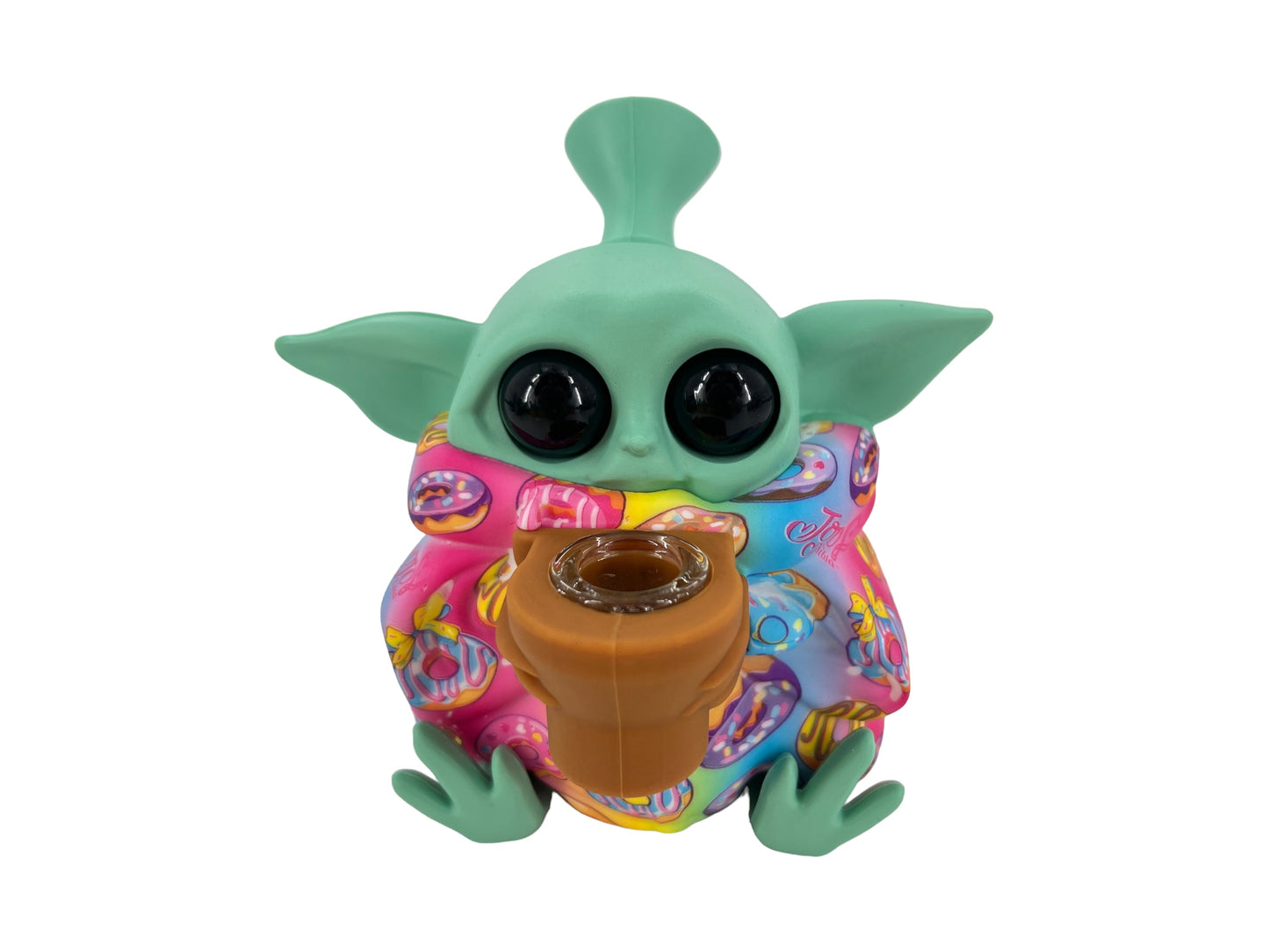 TX191 Baby Yoda Silicone Pipe Glass Bowl Star Wars Collectable Colorful Pattern with Lid