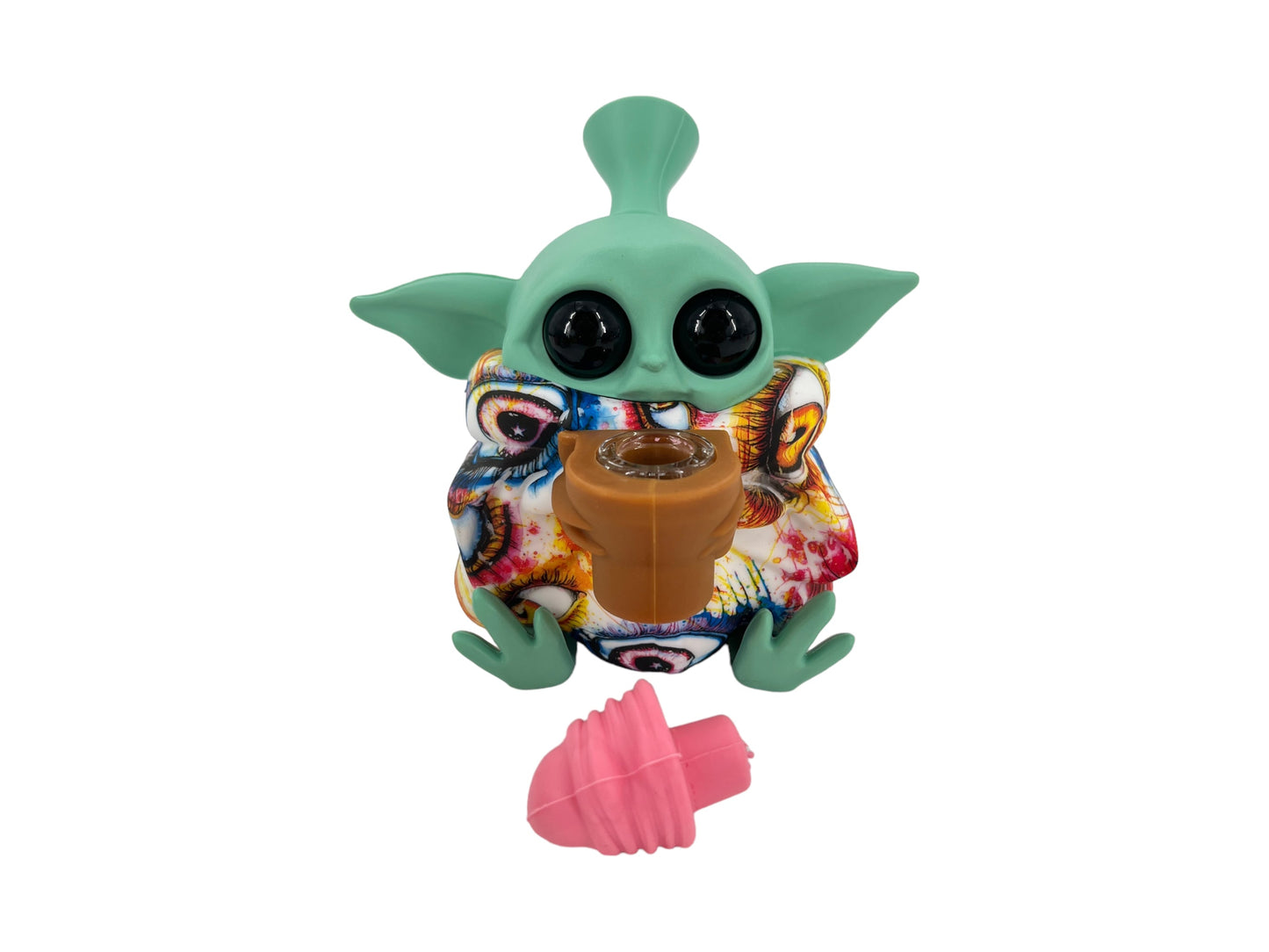 TX185 Baby Yoda Silicone Pipe Glass Bowl Star Wars Collectable Colorful Pattern with Lid