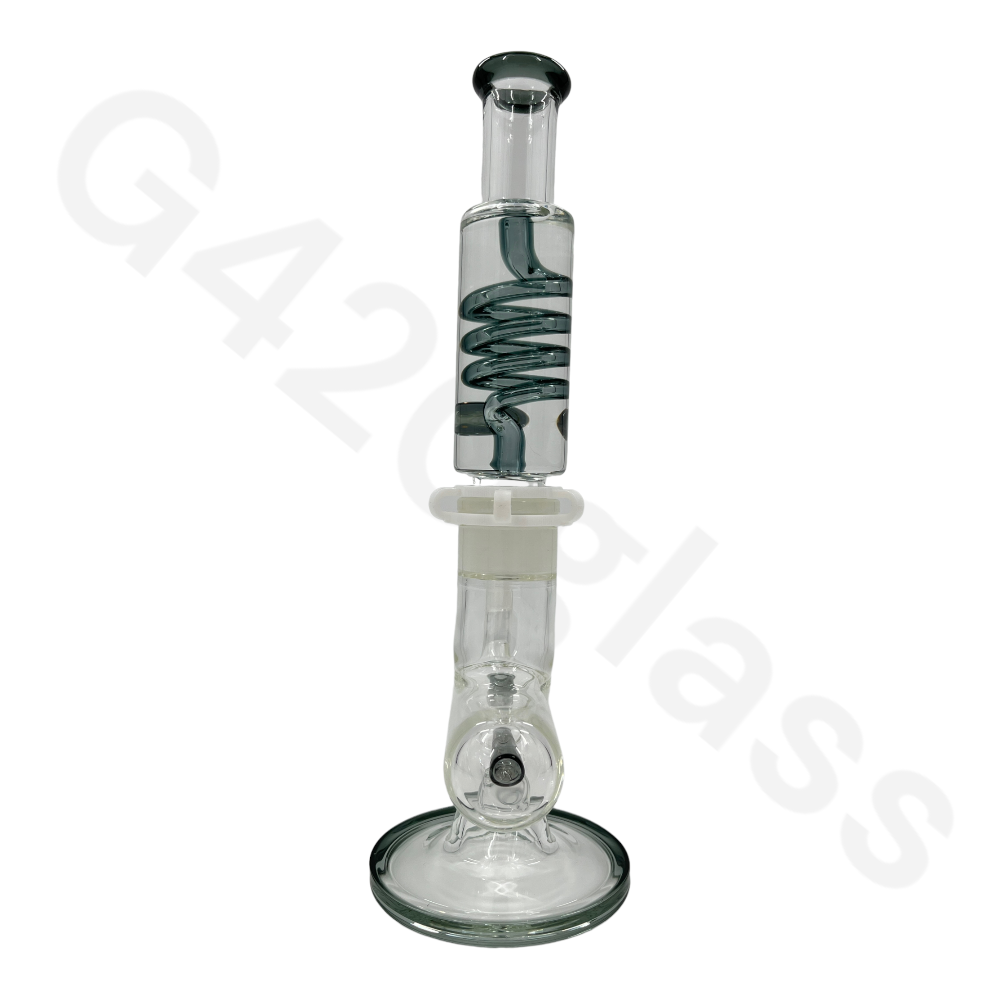 W253    G420glass Freezable Coil Bong w/ Inline Perc 14 Inches | Beaker Bong