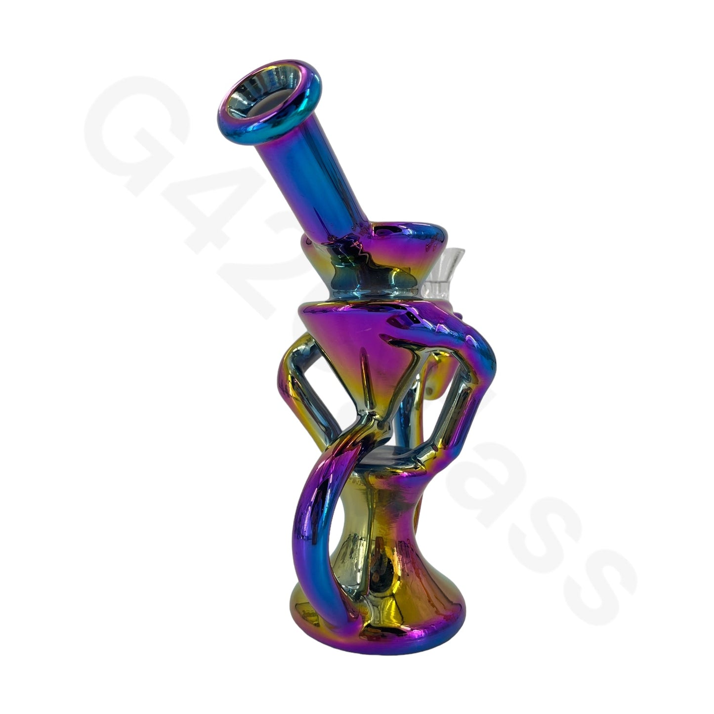 S66   8 Inch Electroplate Recycler Oil Rig Ice Bong | Water Pipe