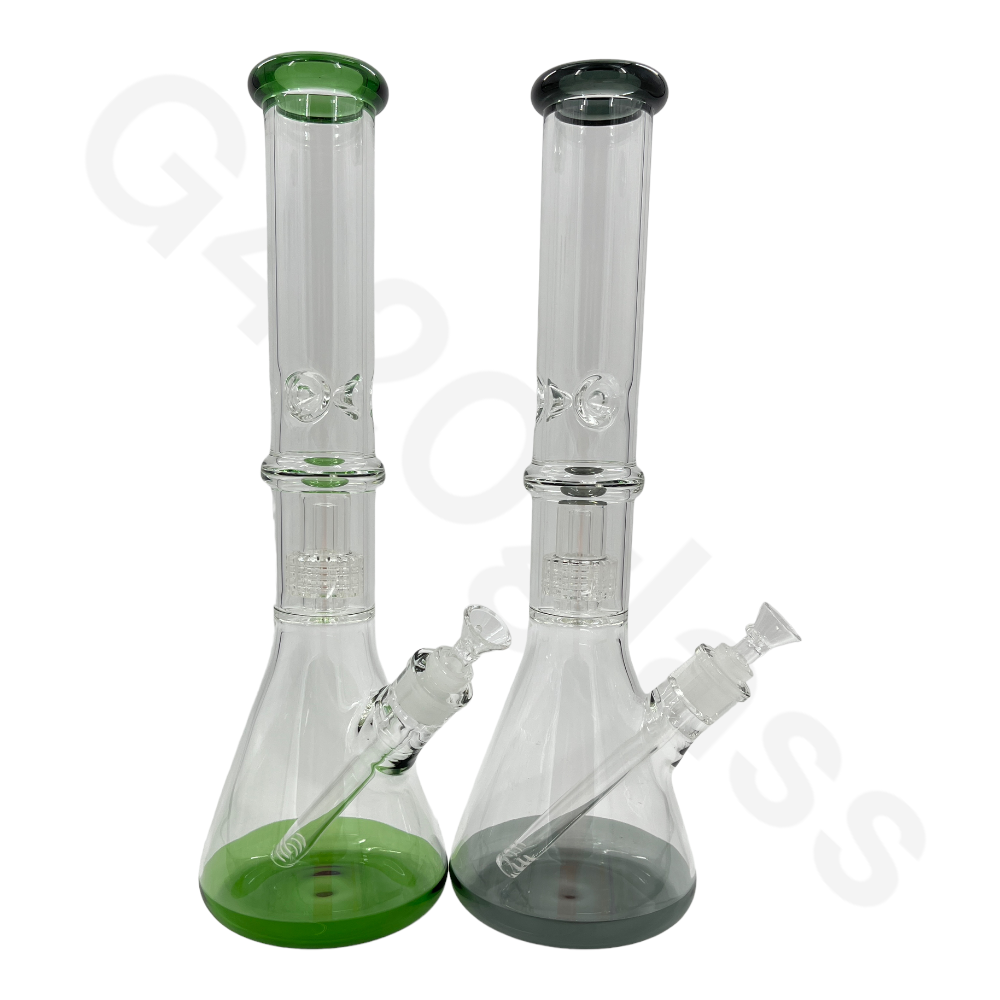 S14   16 Inch Beaker Base Ice Bong Heavy Duty W/ Lattice Showerhead