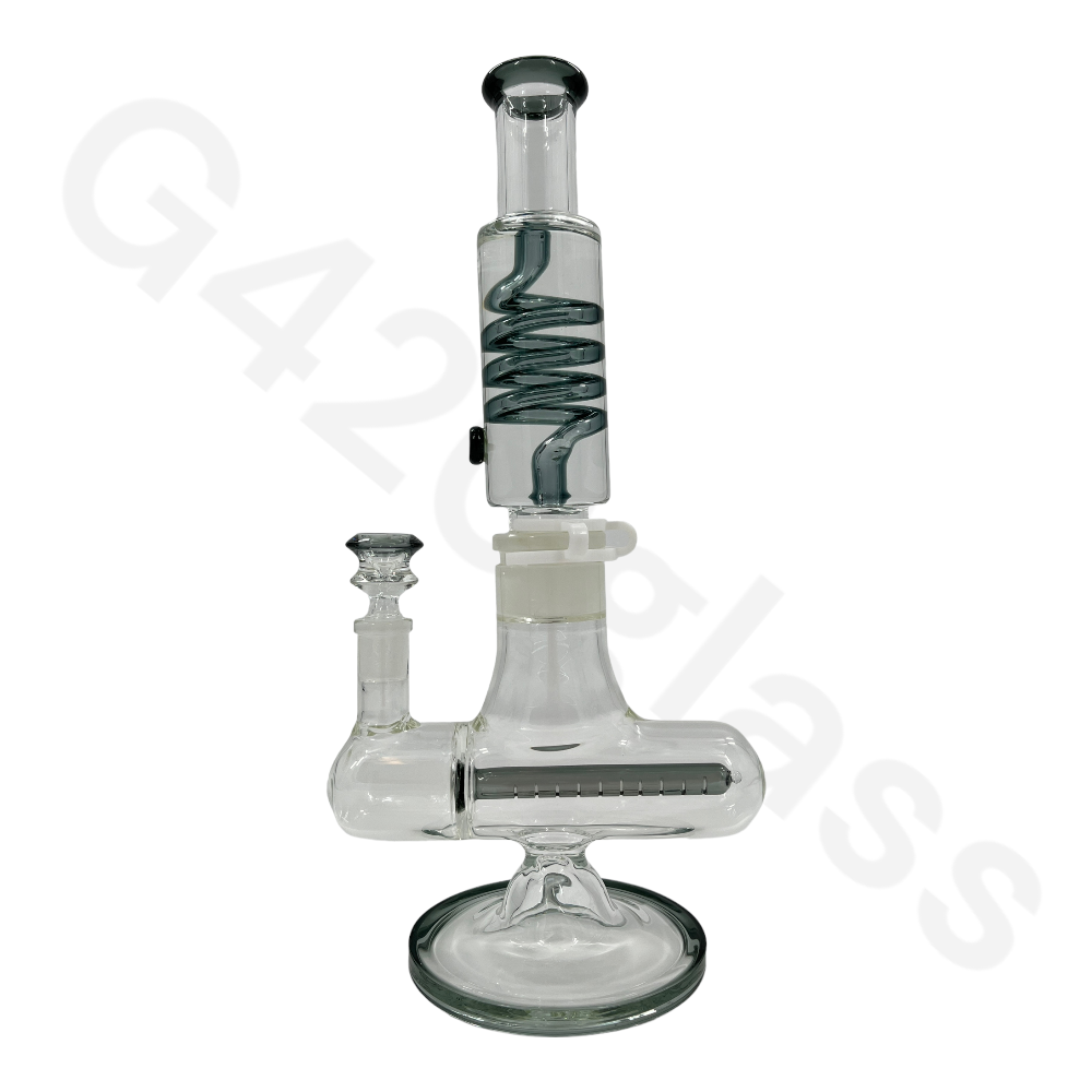 W253    G420glass Freezable Coil Bong w/ Inline Perc 14 Inches | Beaker Bong