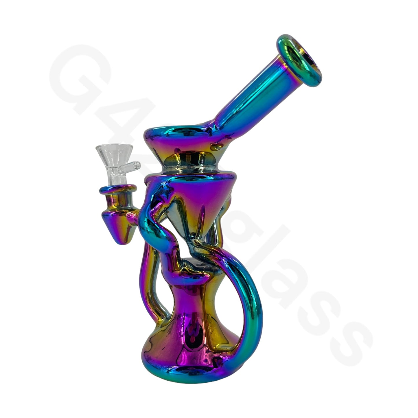 S66   8 Inch Electroplate Recycler Oil Rig Ice Bong | Water Pipe