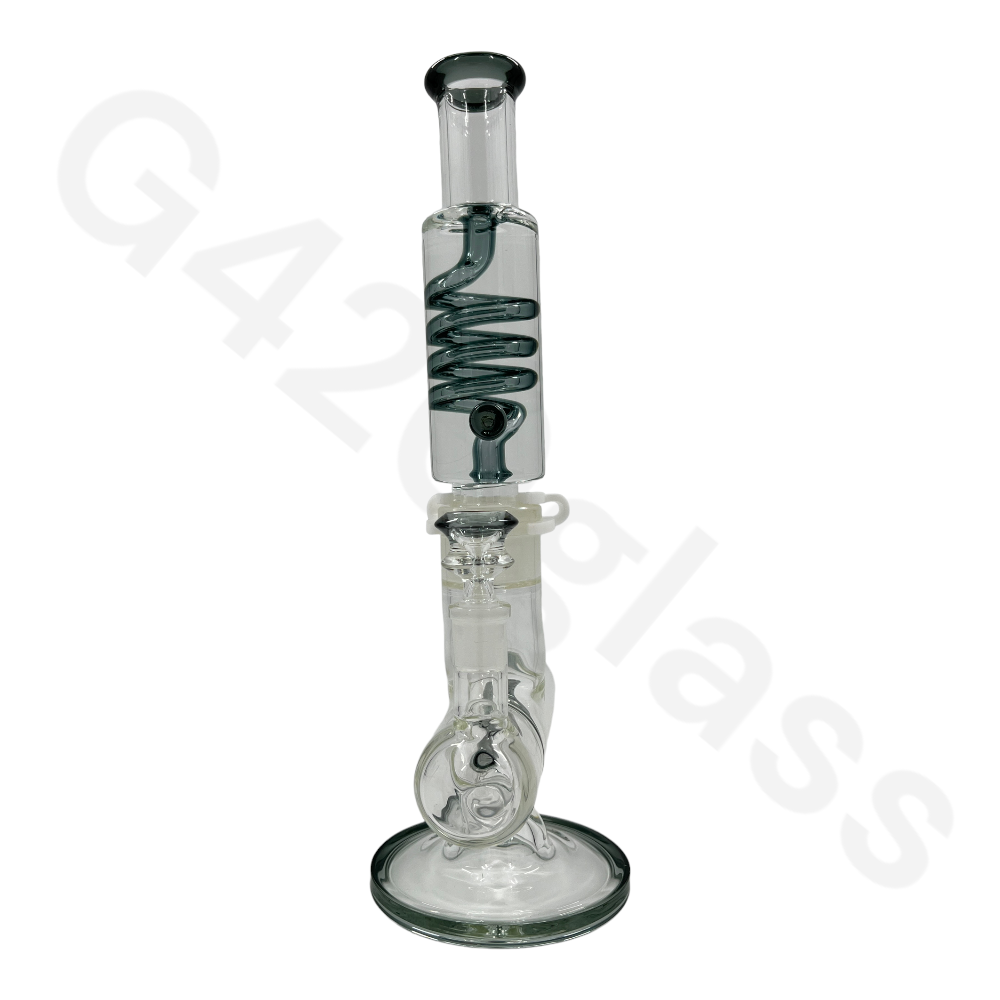 W253    G420glass Freezable Coil Bong w/ Inline Perc 14 Inches | Beaker Bong