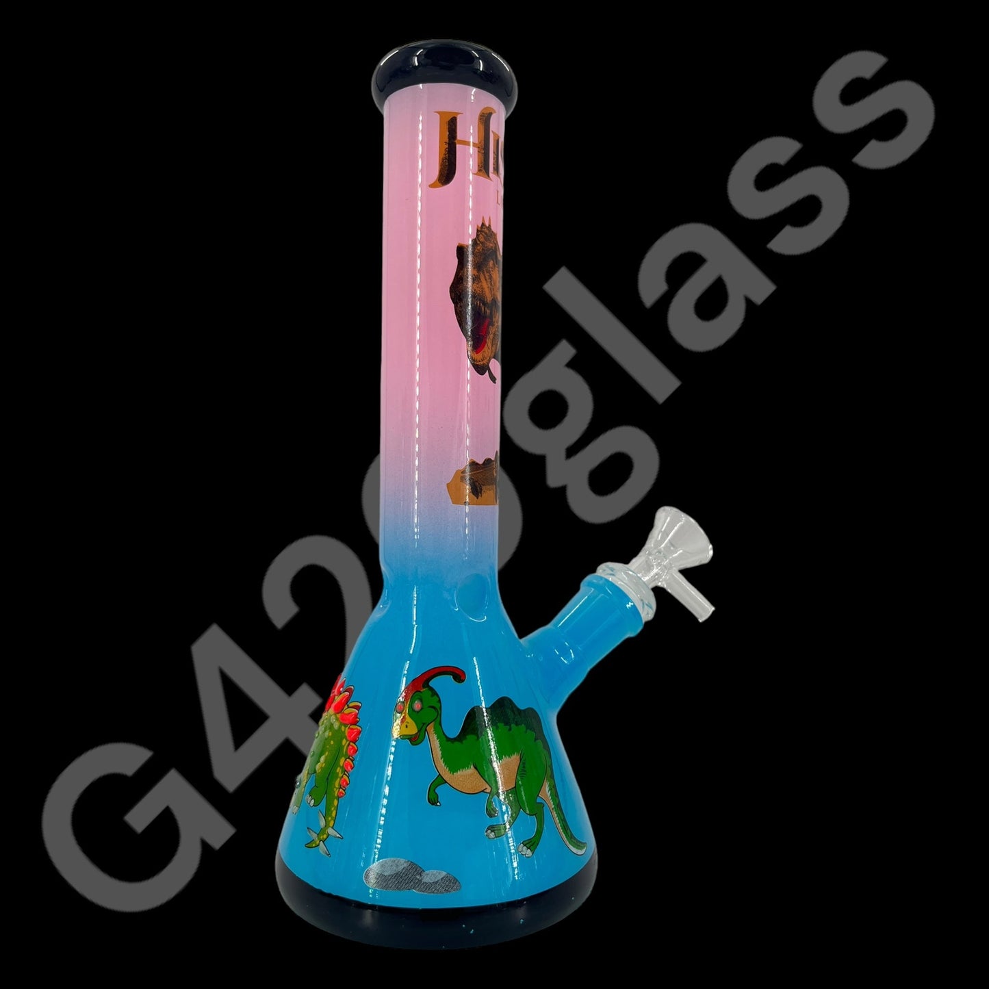 S102     10 Inch Beaker Base Ice Bong with Painted Characters