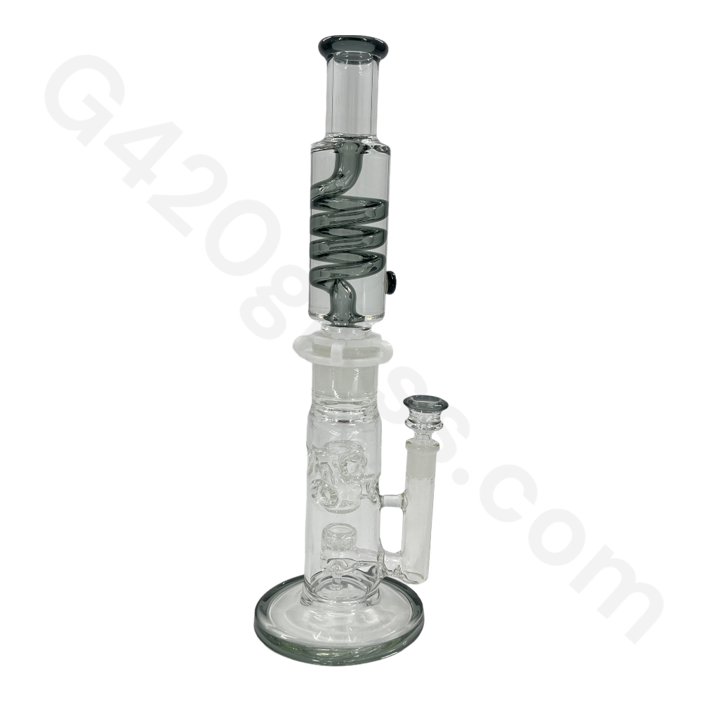 W252   15 Inch G420glass Freezable Coil Bong Double Percolator | Beaker Bong