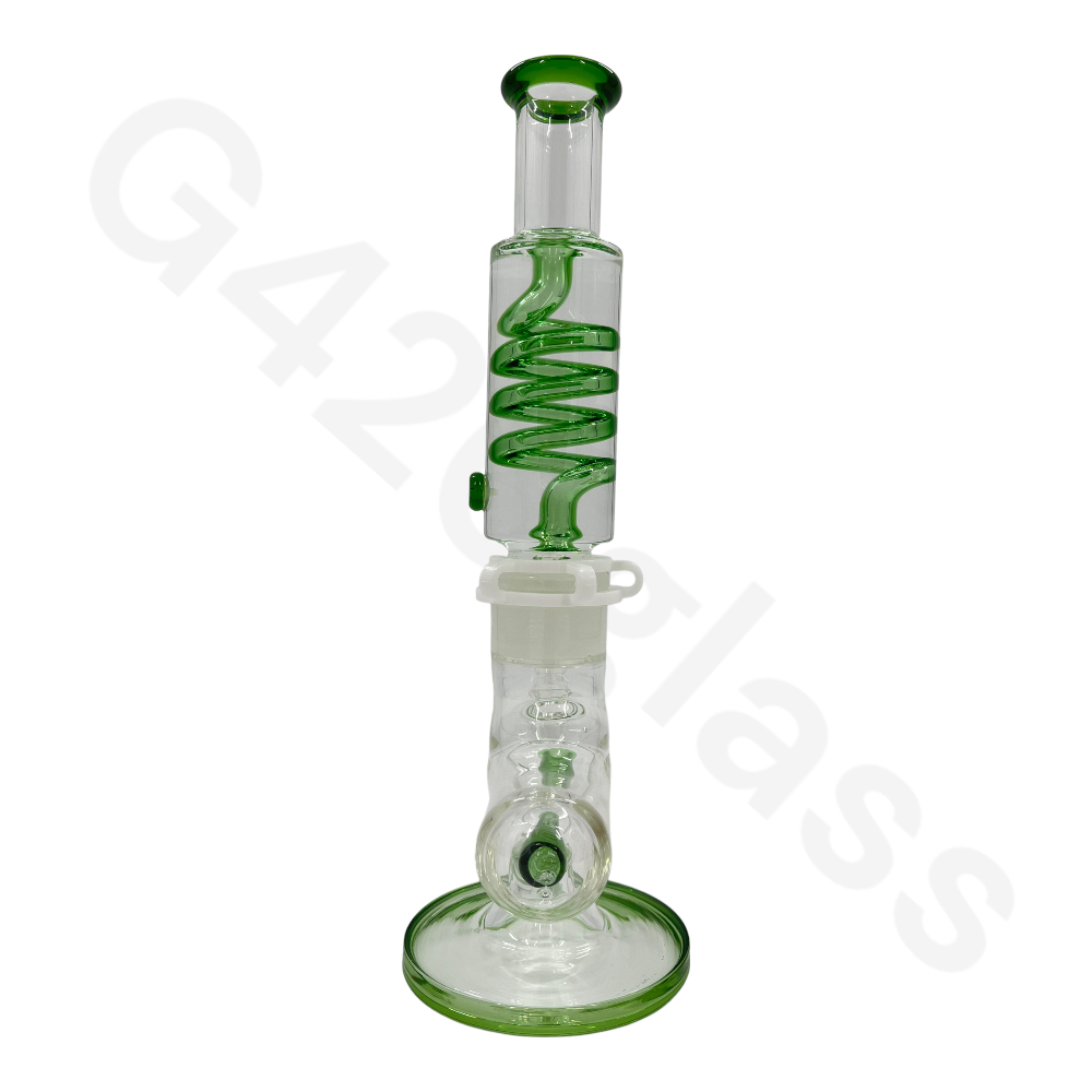 W253    G420glass Freezable Coil Bong w/ Inline Perc 14 Inches | Beaker Bong