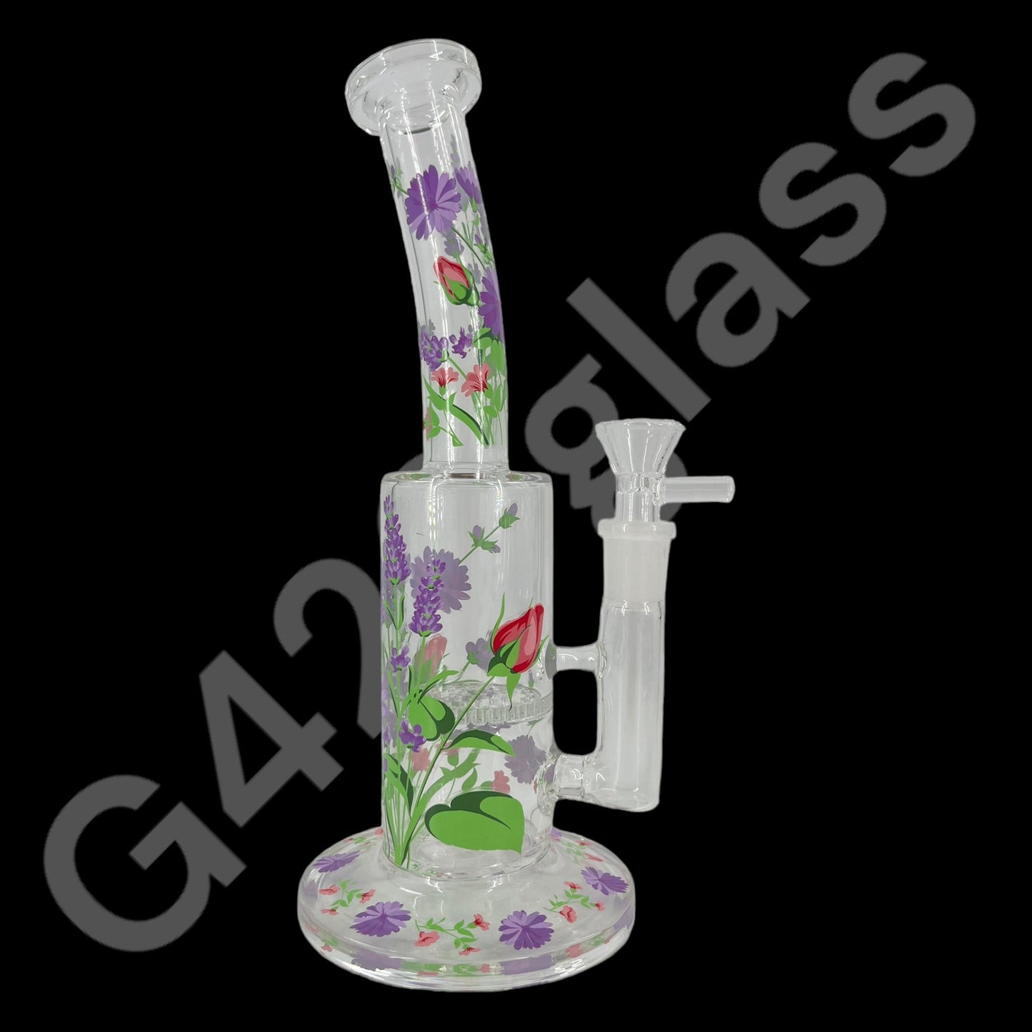 S104    10 Inch Plants Decals Glass Water Pipe Hookah Bong