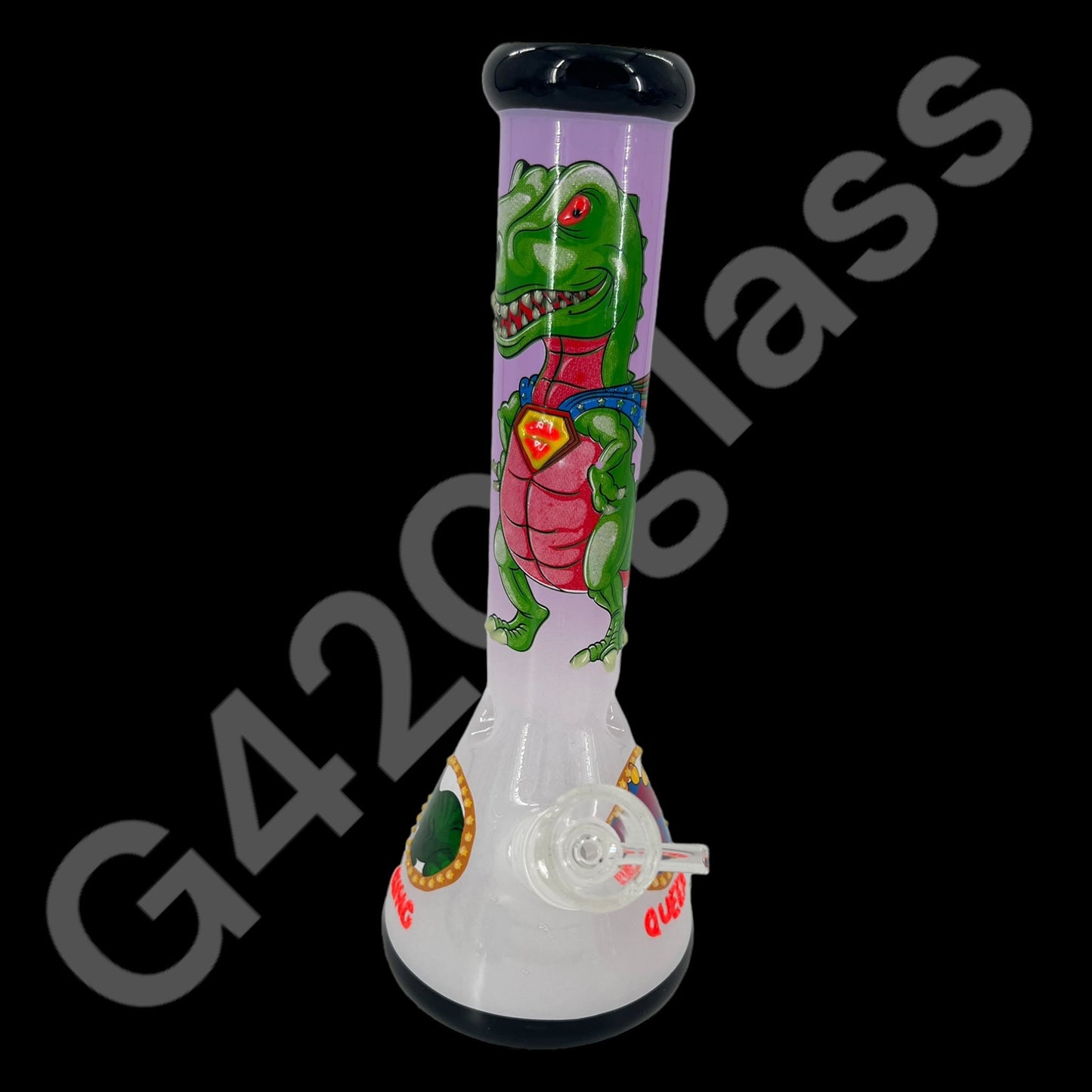 S102     10 Inch Beaker Base Ice Bong with Painted Characters