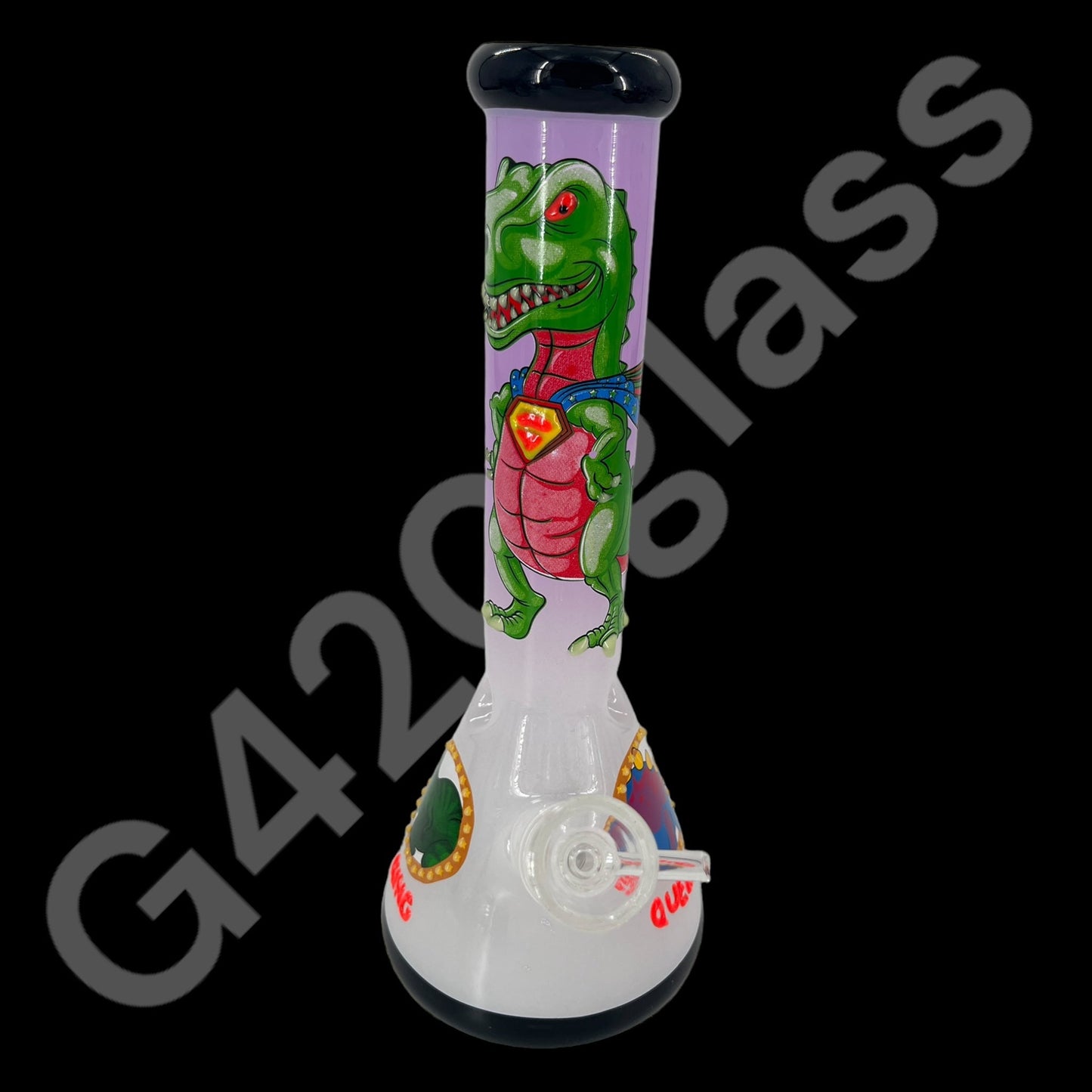 S102     10 Inch Beaker Base Ice Bong with Painted Characters