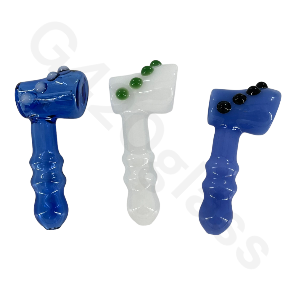 SP087   5 Inch Heavy Duty Hammer Hand Pipes with Colorful Beads | Spoon Pipe