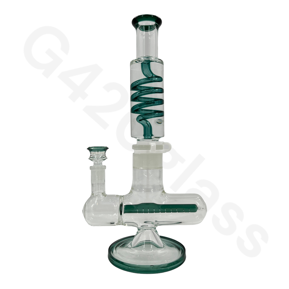 W253    G420glass Freezable Coil Bong w/ Inline Perc 14 Inches | Beaker Bong