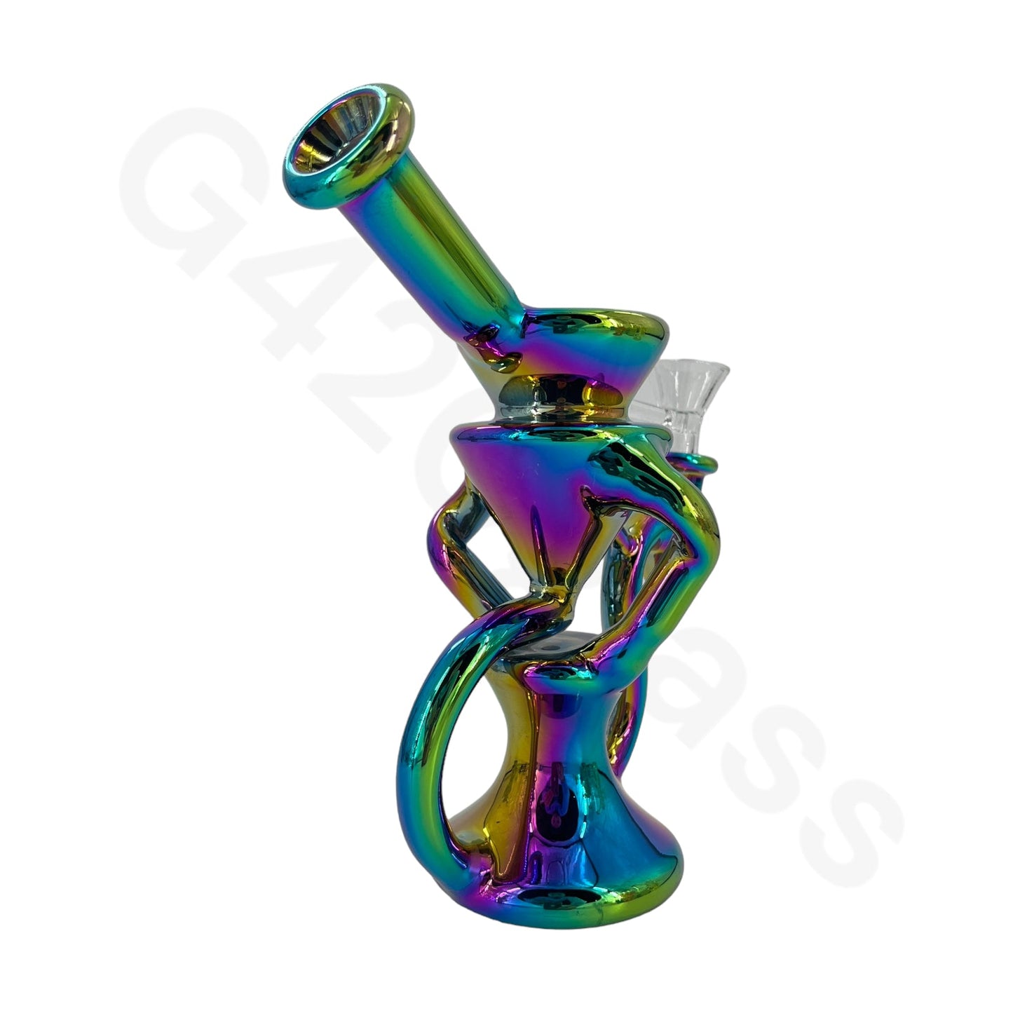 S66   8 Inch Electroplate Recycler Oil Rig Ice Bong | Water Pipe