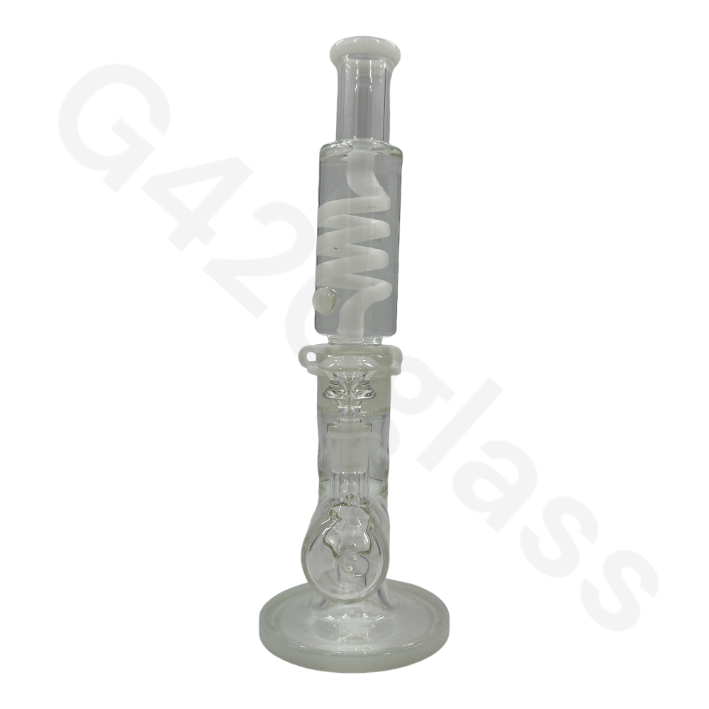 W253    G420glass Freezable Coil Bong w/ Inline Perc 14 Inches | Beaker Bong