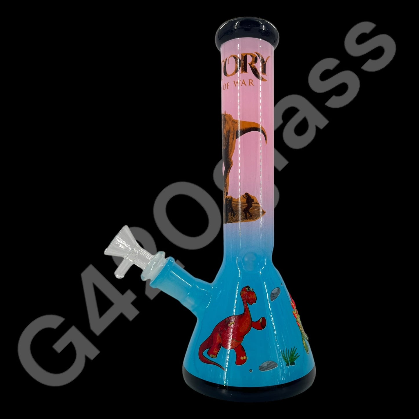 S102     10 Inch Beaker Base Ice Bong with Painted Characters