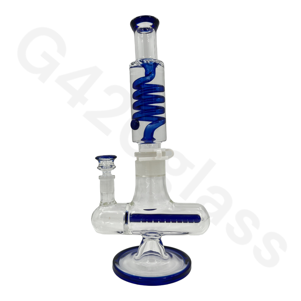 W253    G420glass Freezable Coil Bong w/ Inline Perc 14 Inches | Beaker Bong