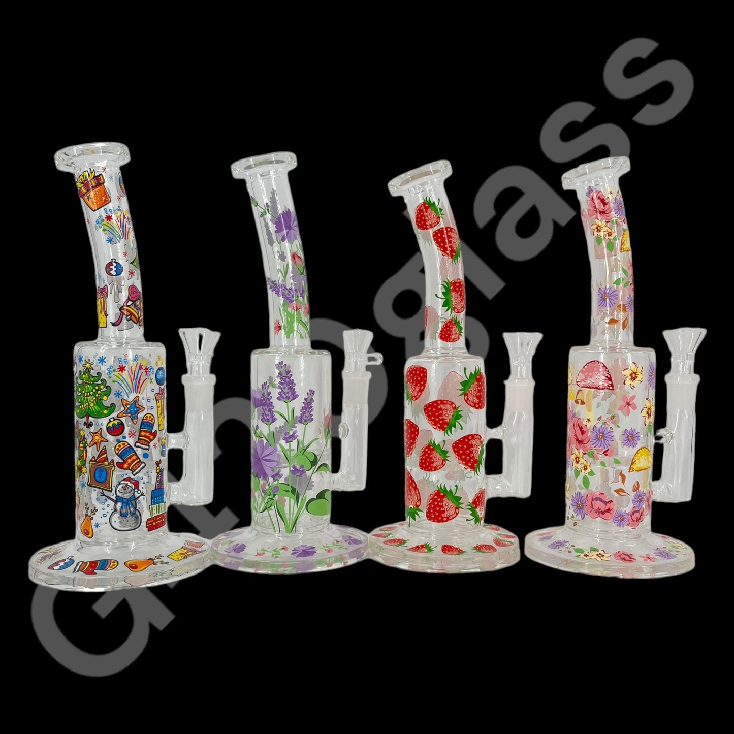 S104    10 Inch Plants Decals Glass Water Pipe Hookah Bong