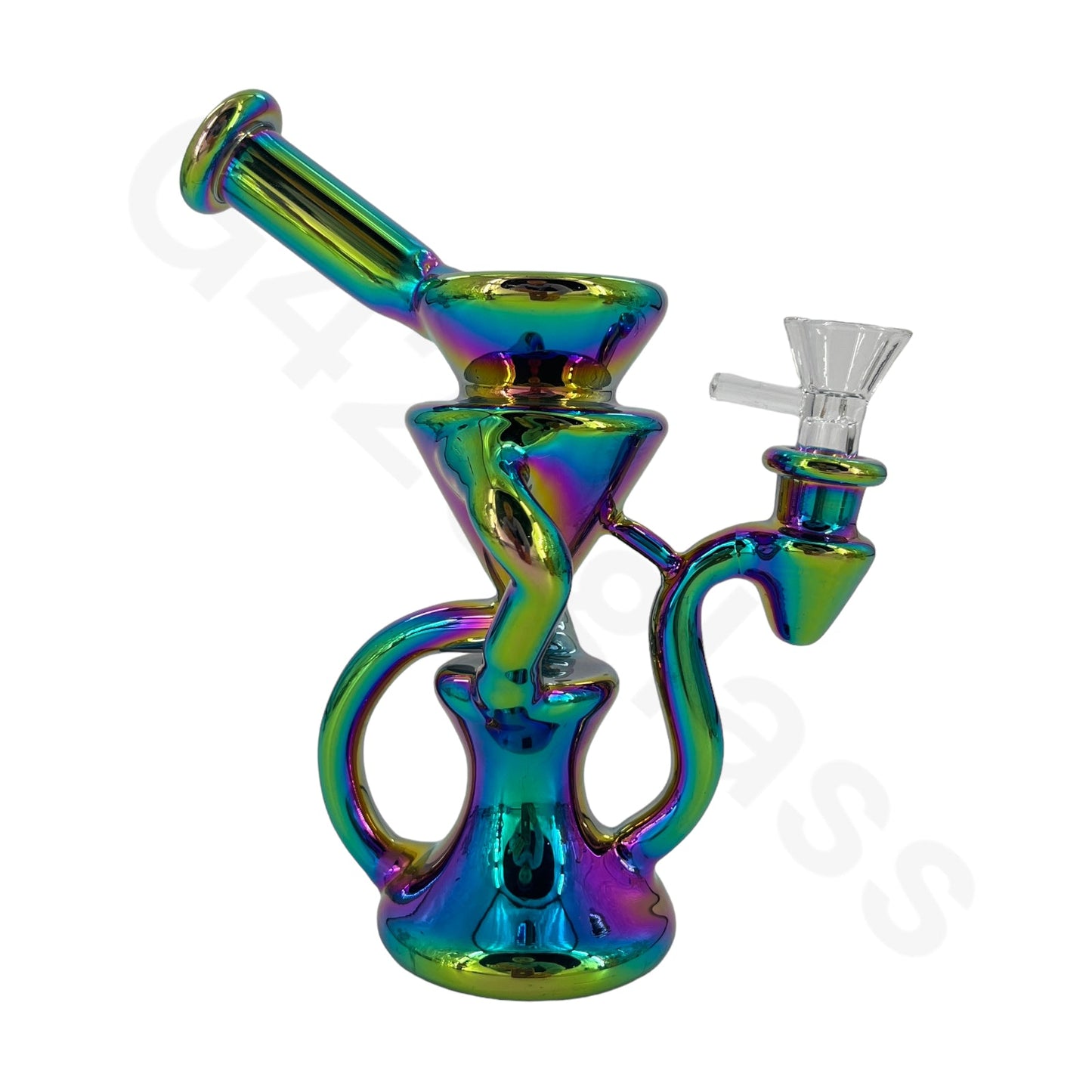 S66   8 Inch Electroplate Recycler Oil Rig Ice Bong | Water Pipe