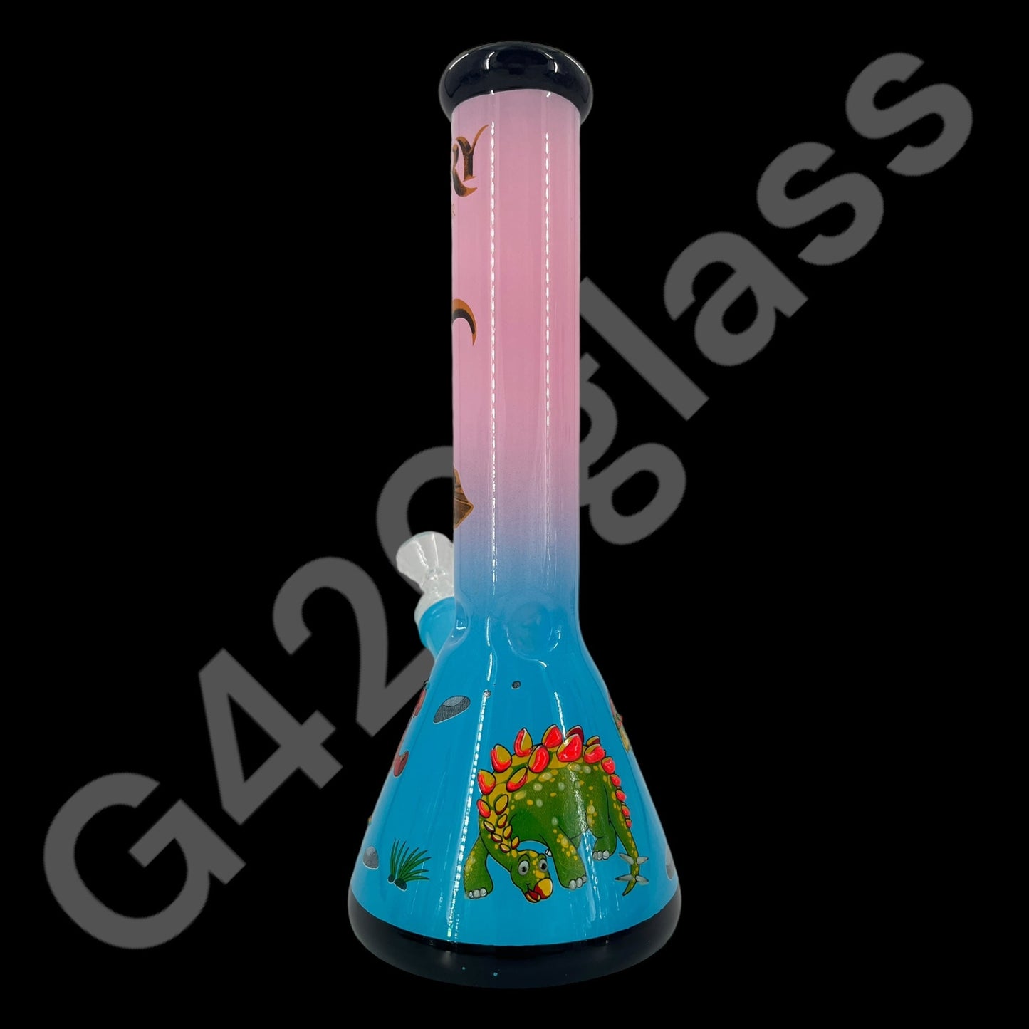 S102     10 Inch Beaker Base Ice Bong with Painted Characters