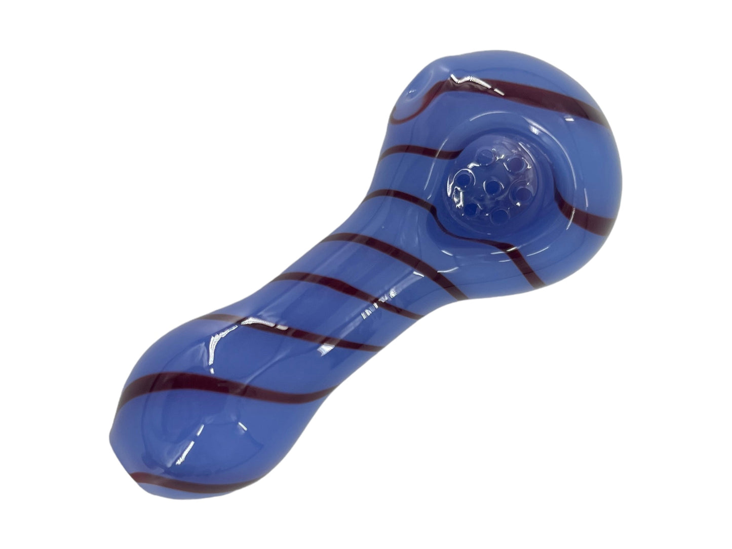 SP094   4 1/4 Inch Solid Pipe 7 Holes with Colorful Twisted Line Style Hand Pipe with Built-in Honeycomb Screen | Head Spoon Pipe