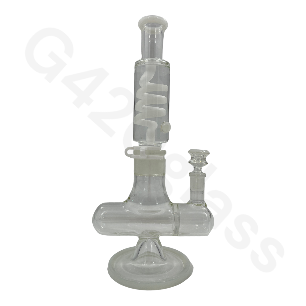 W253    G420glass Freezable Coil Bong w/ Inline Perc 14 Inches | Beaker Bong