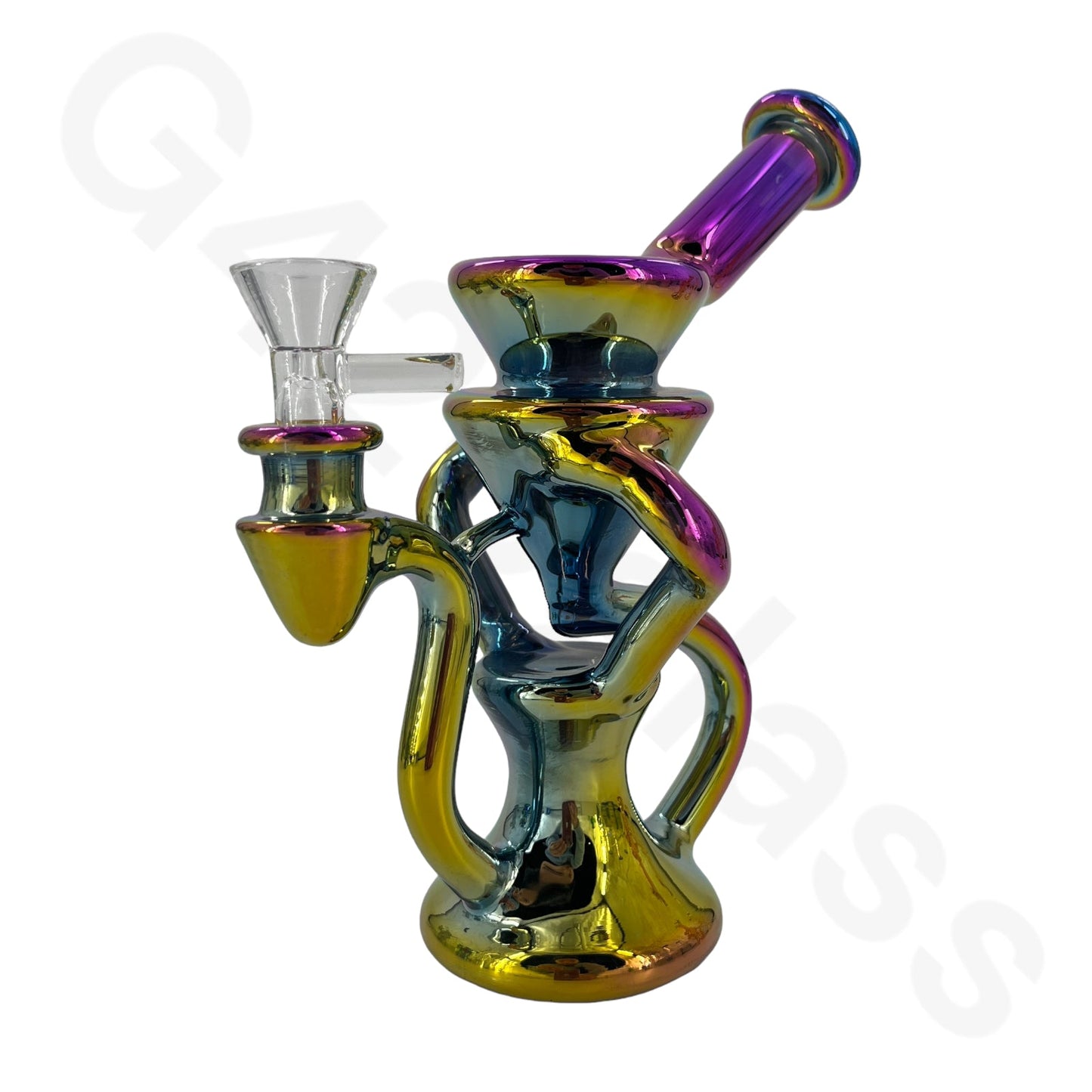 S66   8 Inch Electroplate Recycler Oil Rig Ice Bong | Water Pipe