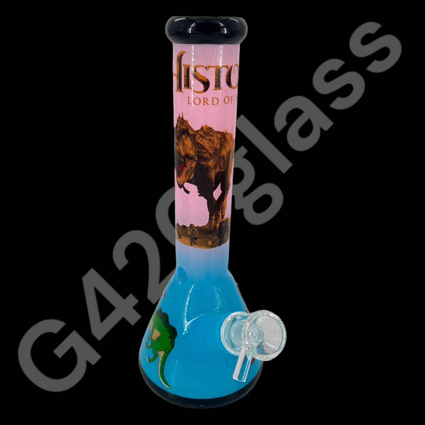 S102     10 Inch Beaker Base Ice Bong with Painted Characters