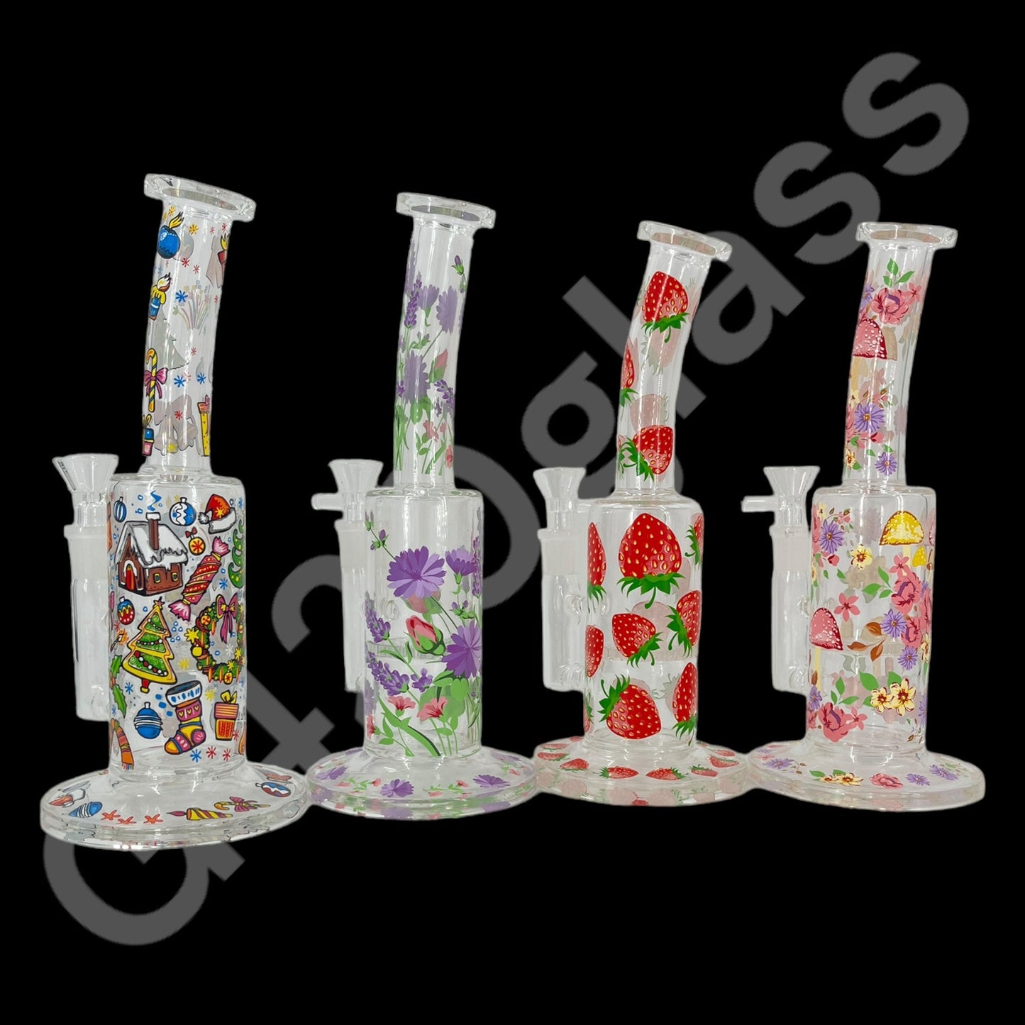 S104    10 Inch Plants Decals Glass Water Pipe Hookah Bong