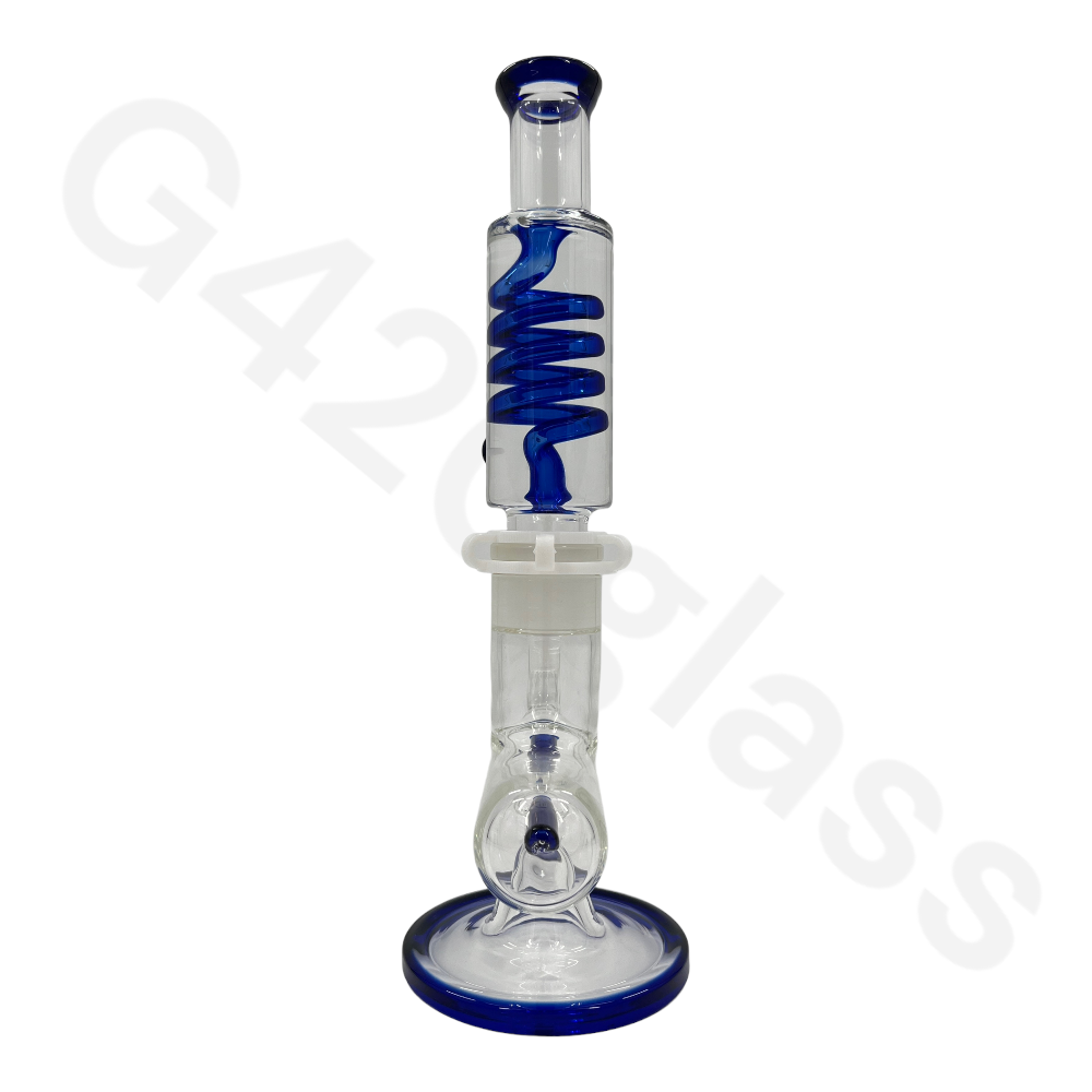 W253    G420glass Freezable Coil Bong w/ Inline Perc 14 Inches | Beaker Bong