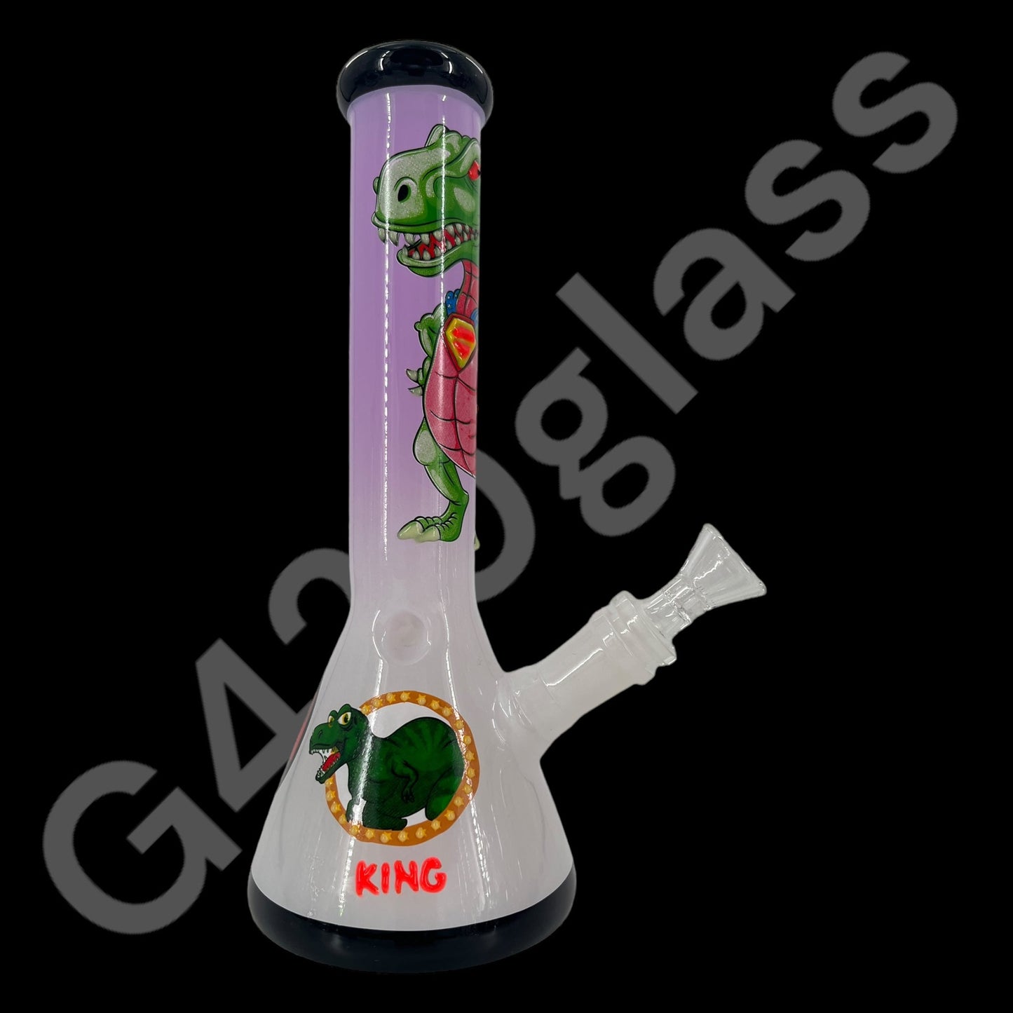 S102     10 Inch Beaker Base Ice Bong with Painted Characters