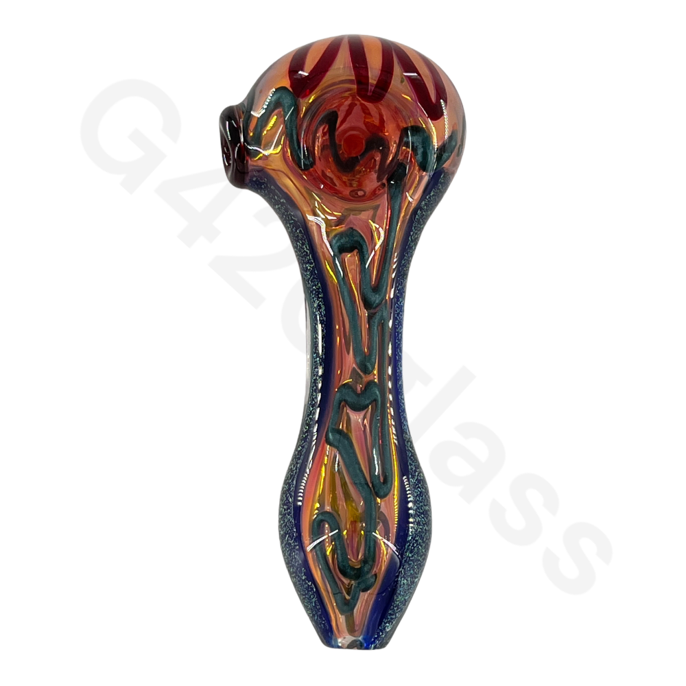 SP054   5 Inch Colorful Swirl Hand Pipe with Dichroic | Head Spoon Pipe