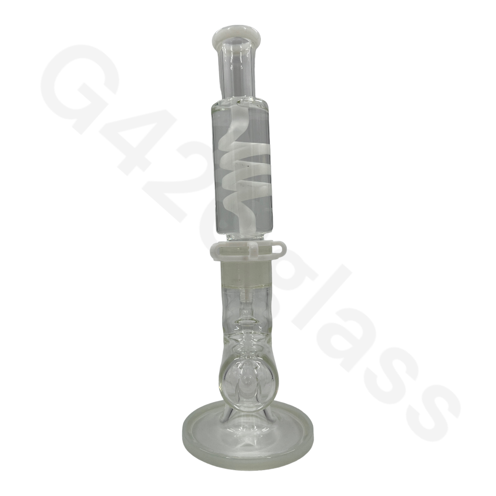 W253    G420glass Freezable Coil Bong w/ Inline Perc 14 Inches | Beaker Bong